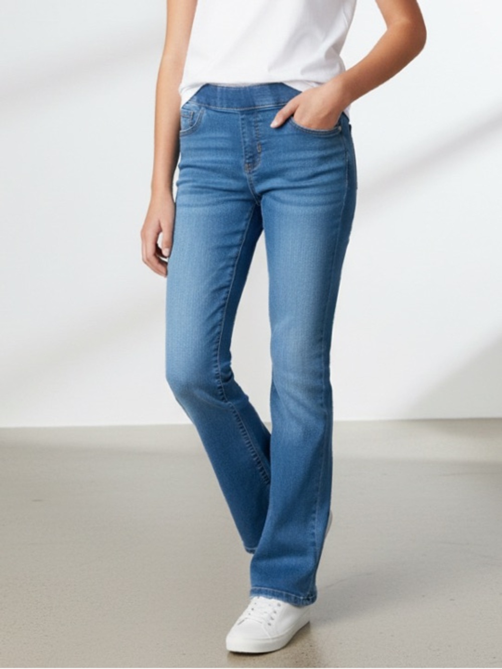 SO Girls Blue Pull On Jeans Bootcut Stretch Denim Size 16 Plus